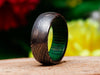 Damascus Steel Handmade Green Wood Whiskey Barrel Ring Mens Wedding Band Unique Engagement Damascus Steel Ring