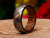 Damascus Steel Ring With Light Brown Dollar Sheeth Wood Handmade Customized Ring With Brass Lines Wedding Ring Engagement Ring