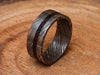 Damascus Ring Steel Handmade Wedding/Engagement Ring with Wood Inlay