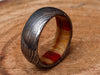 Damascus Steel Ring With Multi-Color Dollar Sheeth Wood Handmade Customized Ring Wedding Ring Engagement Ring