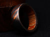 Damascus Steel Ring With Light Brown Dollar Sheeth Wood Handmade Customized Ring With Brass Lines Wedding Ring Engagement Ring