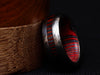 Damascus Steel Ring With Multi-Color Dollar Sheeth Wood Inlay Handmade Customized Ring Wedding Ring Engagement Ring