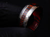 Damascus Steel Ring With Multi-Color Dollar Sheeth Wood Inlay Handmade Customized Ring Wedding Ring Engagement Ring