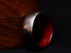 Damascus Steel Ring With Brass Line & Red Dollar Sheeth Wood Handmade Customized Ring Wedding Ring Engagement Ring