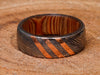 Damascus Steel Ring With Light Brown Dollar Sheeth Wood Handmade Customized Ring With Brass Lines Wedding Ring Engagement Ring