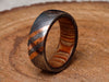 Damascus Steel Ring With Light Brown Dollar Sheeth Wood Handmade Customized Ring With Brass Lines Wedding Ring Engagement Ring