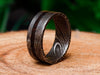 Damascus Ring Steel Handmade Wedding/Engagement Ring with Wood Inlay