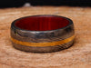 Damascus Steel Ring With Brass Line & Red Dollar Sheeth Wood Handmade Customized Ring Wedding Ring Engagement Ring