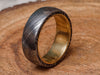 Custom Handmade Damascus Steel Ring With Brass Inlay Wedding Ring Engagement Ring