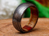 Damascus Steel Ring With Multi-Color Dollar Sheeth Wood Handmade Customized Ring Wedding Ring Engagement Ring