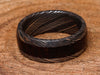 Damascus Steel Ring Handmade Round Wooden Ring Unique Engagement Ring